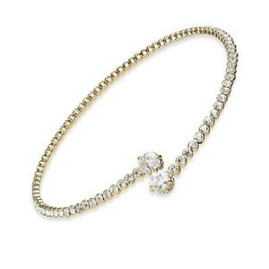 Joan Boyce Metallic Crystal Bypass Collar Necklace